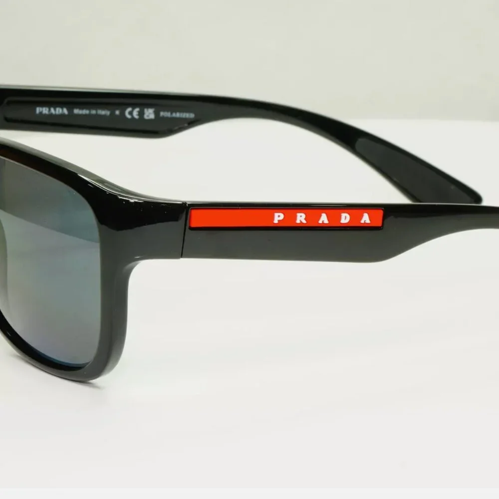 Prada Polarised Black Sunglasses Square Stripe 59mm